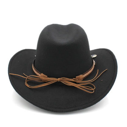Men's Women's Western Equestrian Cowboy Hat Cattleman Riding Cowgirl Cap Wide Brim Felt Fedora Jazz Church Caps Шляпа Chapeau