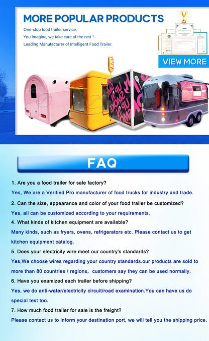 Outdoor Food Trailer for Sale Fashionable Aesthetically Pleasing Fully Equipped Mobile Kitchen Catering Business