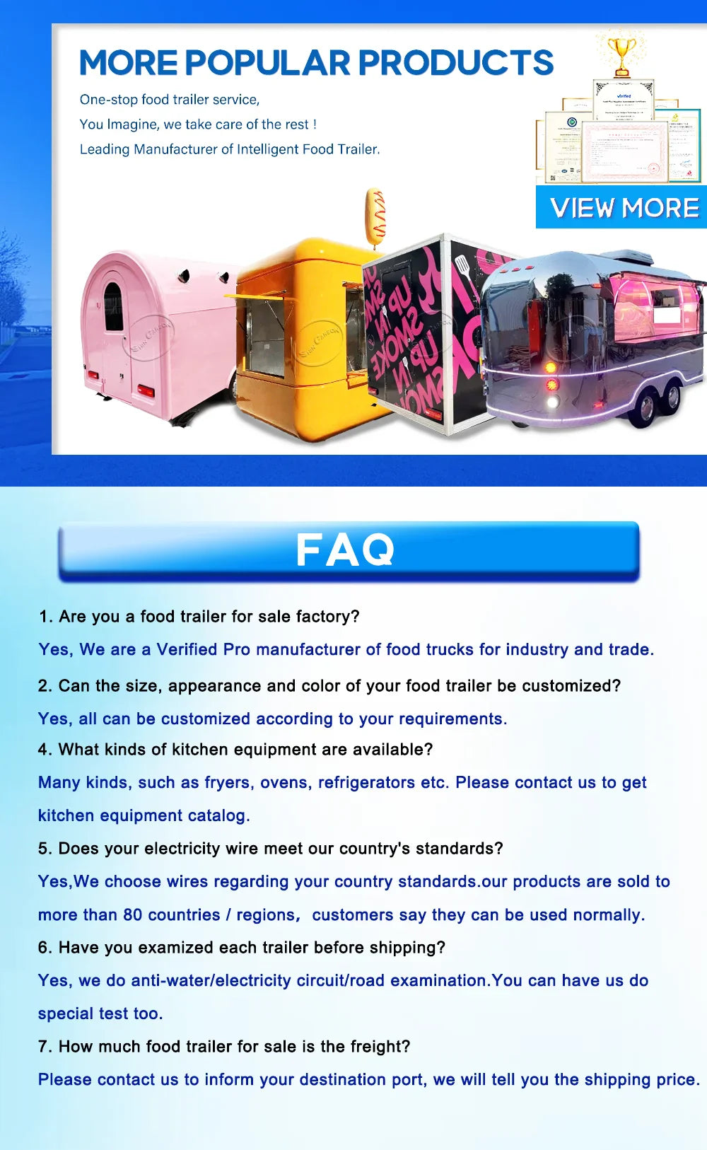 Outdoor Food Trailer with Well-Equipped Interior Space Practical Mobile Kitchen for Catering Events