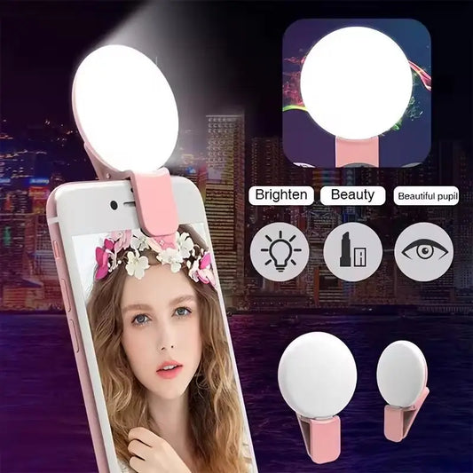 Mini Selfie anneau lumineux Portable lampe à LED USB charge photographie pince anneau lumineux universel téléphone Portable vidéo en direct lampe de beauté
