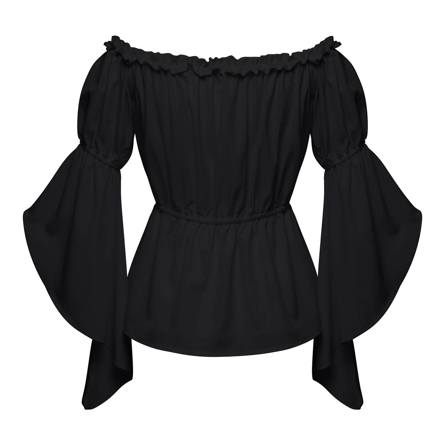 Chemises à volants Renaissance pour femmes, chemisier plissé à manches froissées, épaules dénudées, col bateau, chemise médiévale, chemise victorienne