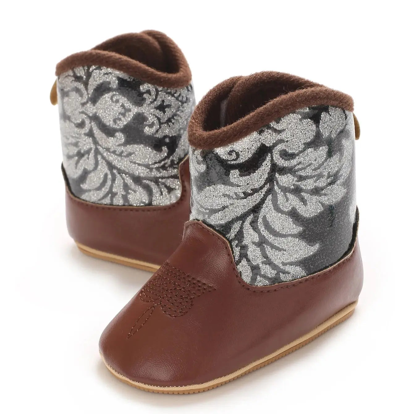 "Baby Cowboy Boots 0-18M - Autumn Western Style | Embroidered Mid-Calf Design | Fashion First Walkers"