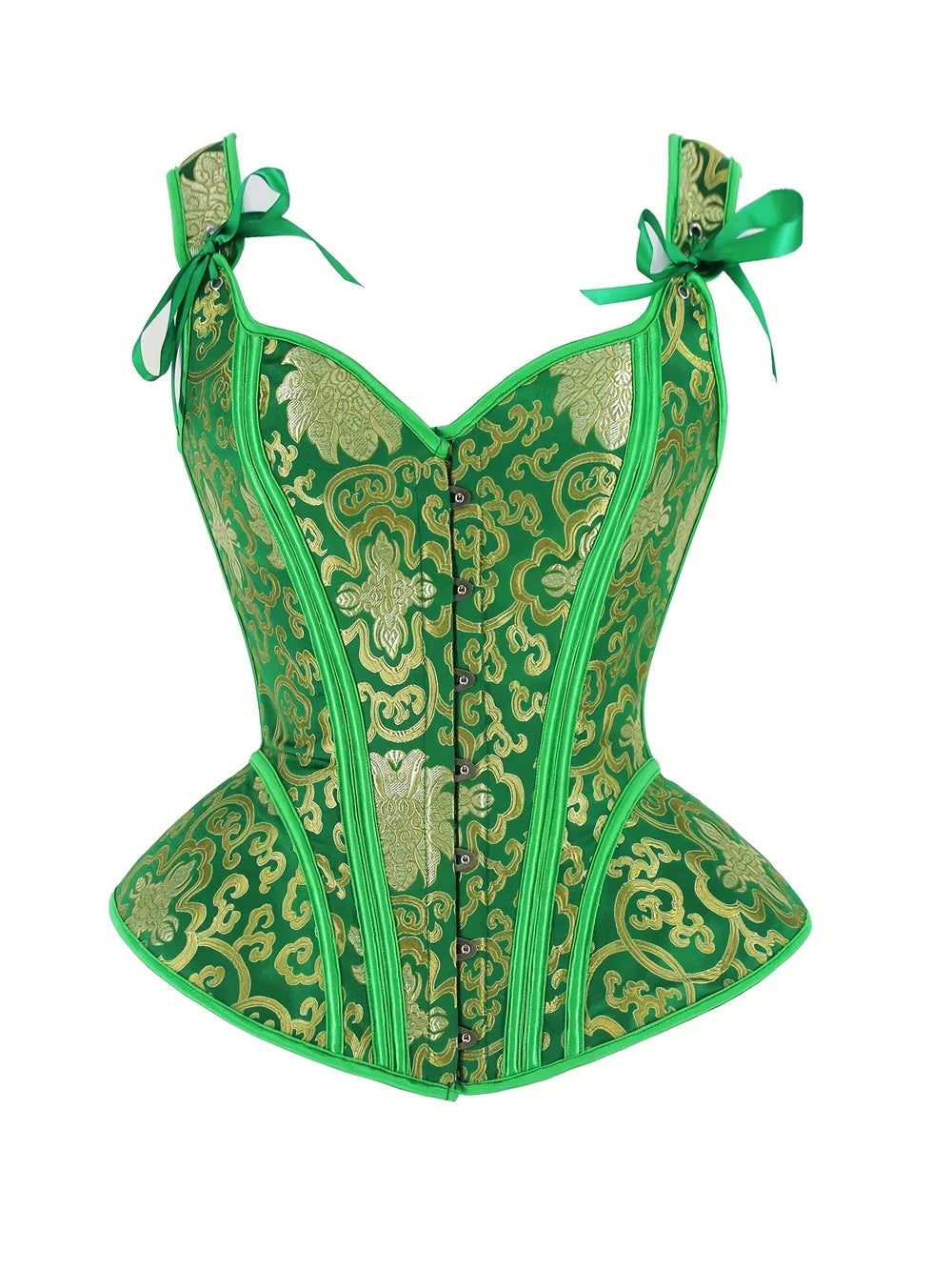Corset en brocart Vitange avec bretelles, bustier jacquard overbust, corset pour Halloween, cosplay