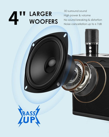 #LED Powerful Wireless Portable Dual Microphones Bluetooth 5.3 Speaker Hifi Stereo Family Party Karaoke Subwoofer Boombox gifts