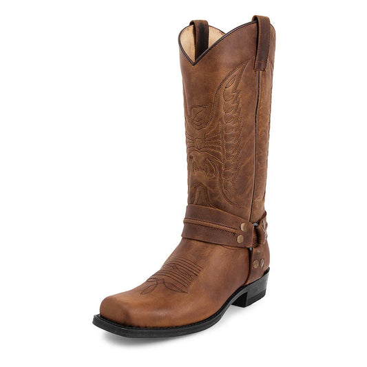 Bottes de cowboy western noires et marron en similicuir pour homme, chaussures d'hiver rétro brodées, mi-mollet, taille 48, nouvelle collection 2023