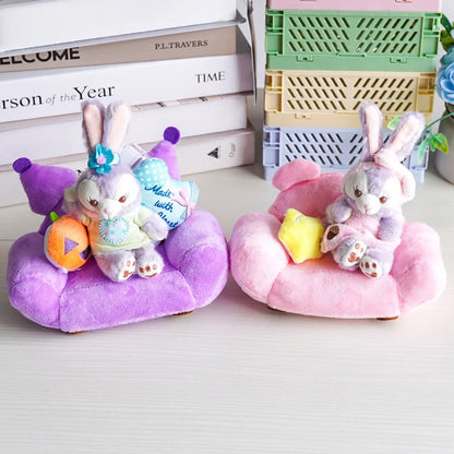 Labubu Doll Mini Sofa with Storage Bag Kawaii 17cm V1 V2 Labubu Transparent Crossbody Bag Cute Plush Doll Accessories Toy Gifts