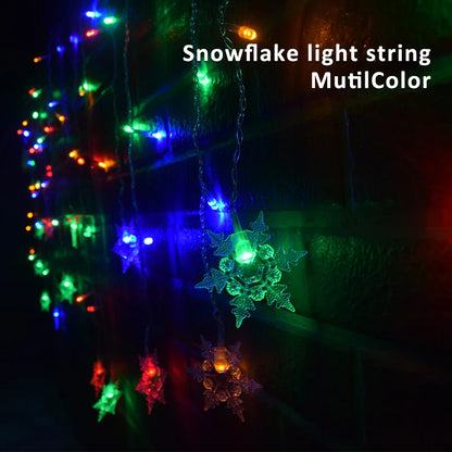 Guirlande lumineuse flocon de neige, 8 Modes, EU 220V US 110V, lumières de noël, décoration de salle, rideaux lumineux Led