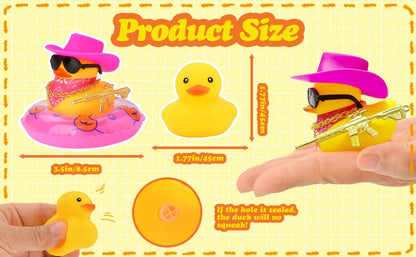 Cowboy Hat Rubber Ducks Toys Office Car Decoration Cute Summer Duck Duckling for Birthday Party Supplies Gifts for Friends Kids