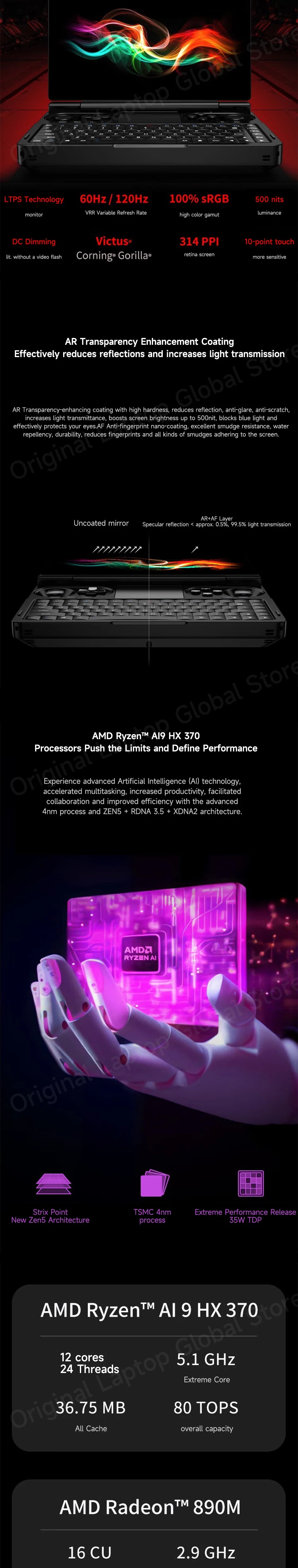 GPD WIN Mini 2025 Ryzen™ AI 9 HX 370/Ryzen R7 8840U 7-inch Pocket PC 32GB RAM 2TB SSD Mini Laptop