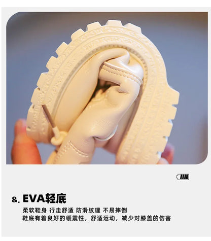 Kids Leather Chelsea Boots Waterproof Non-slip Autumn Winter Plush Warm Snow Boots Children Casual Sneakers Fashion Shoes Girls