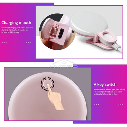 Anneau lumineux Led pour Selfie, Rechargeable par USB, lumières de remplissage, luminosité chaude et froide réglable, pour appareil Photo, vidéo, accessoires de Streaming en direct