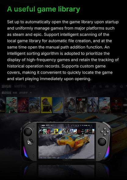 AOKZOE A1X AMD AI 9 HX 370 PC Game Console 8 Inch Native Landscape Screen Windows Handheld Laptops VRR 72.7Wh For Steam 3A Game