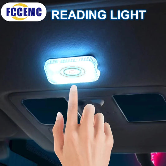 LED tactile lumière Mini sans fil voiture éclairage intérieur Auto toit plafond lampe de lecture pour porte pied coffre boîte de rangement USB charge