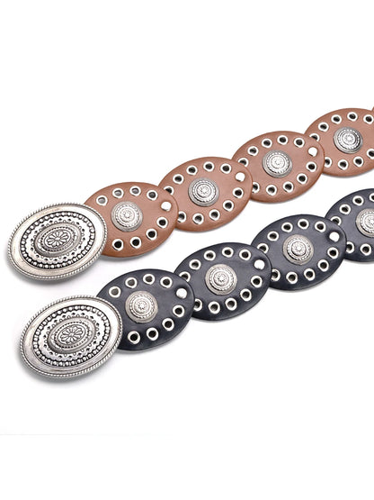 Cowgirl Cowboy Hollowed out oval PU eyeletPunk performance Ladie's Belts Retro Waist Decorate accessory Girdle On Clothing Coa