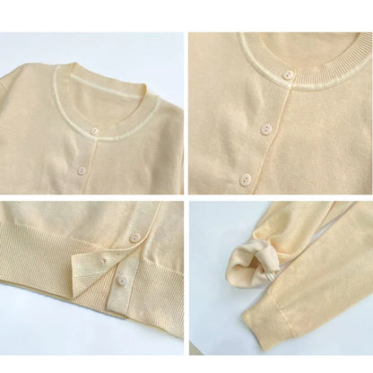 Cardigans tricotés à manches longues et col rond pour femme, pulls doux et solides, collection automne-hiver 2025