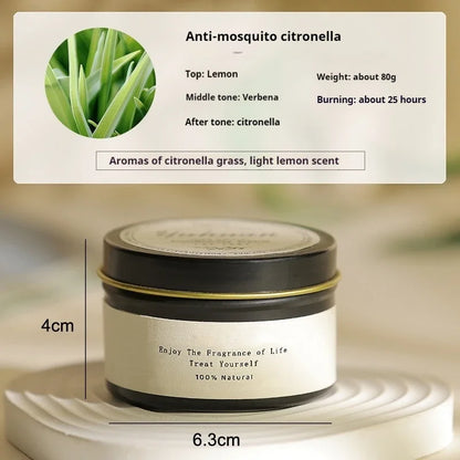 Bougies parfumées de luxe en étain noir, bougies décoratives pour la maison avec Woodwick, citronnelle, anti-moustiques, meilleur cadeau pour elle