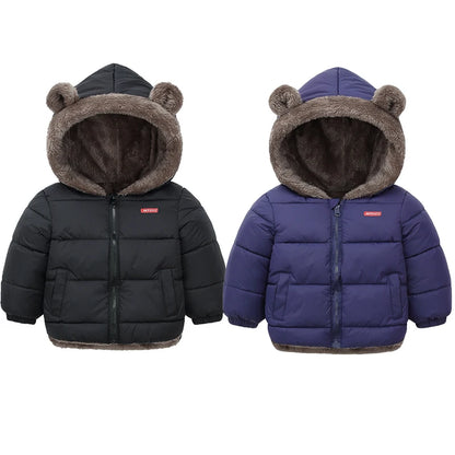-30℃ Winter Lamb Wool Jackets Baby Girls Plus Velvet Thick Coats Children Hooded Cold Weather Outwear Boys Cotton Clothes 1-6Y