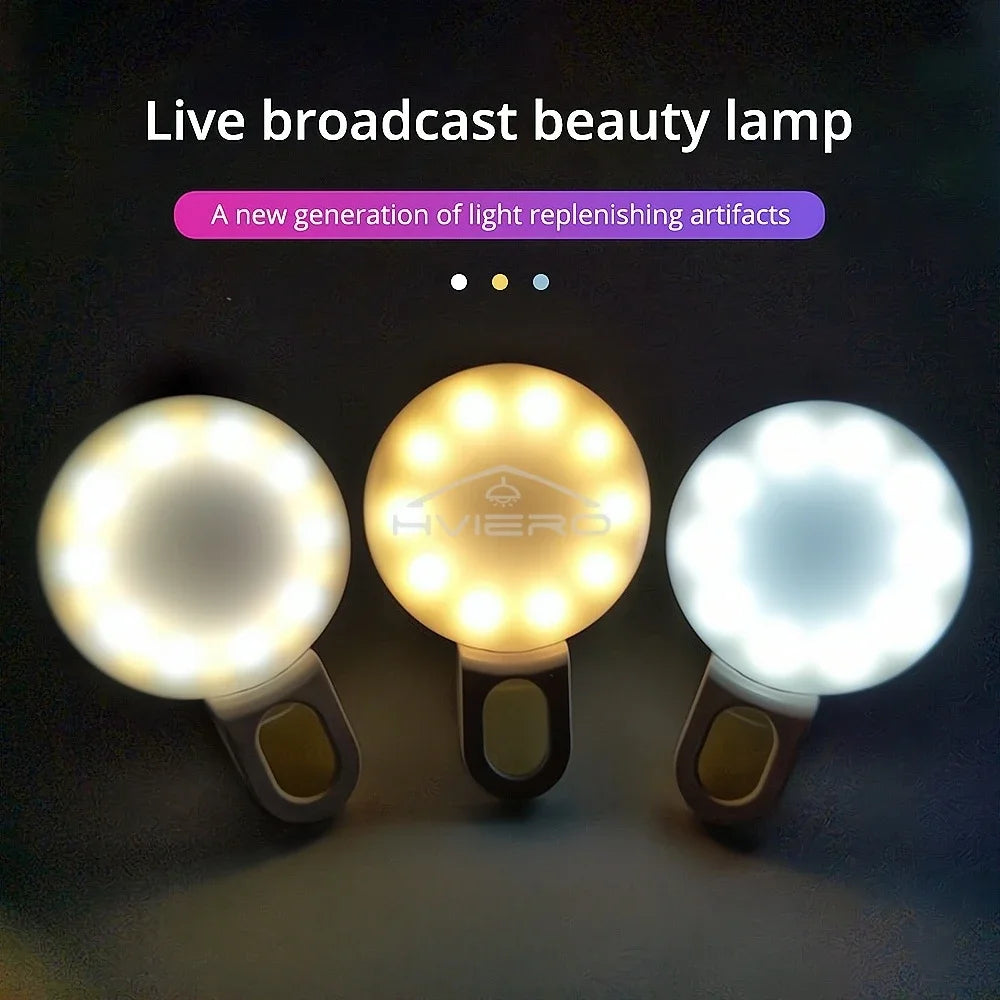 Anneau lumineux Led pour Selfie, Rechargeable par USB, lumières de remplissage, luminosité chaude et froide réglable, pour appareil Photo, vidéo, accessoires de Streaming en direct