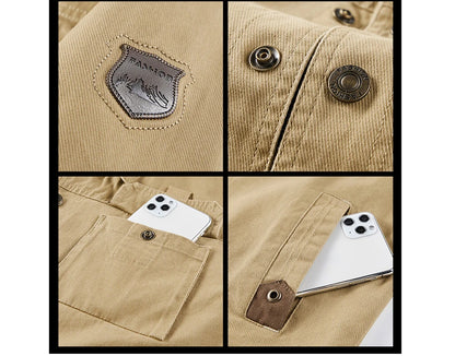 Vestes en coton pour hommes, tendance, printemps-automne, vêtements d'extérieur, coupe-vent, col rabattu, vestes tactiques, 5XL