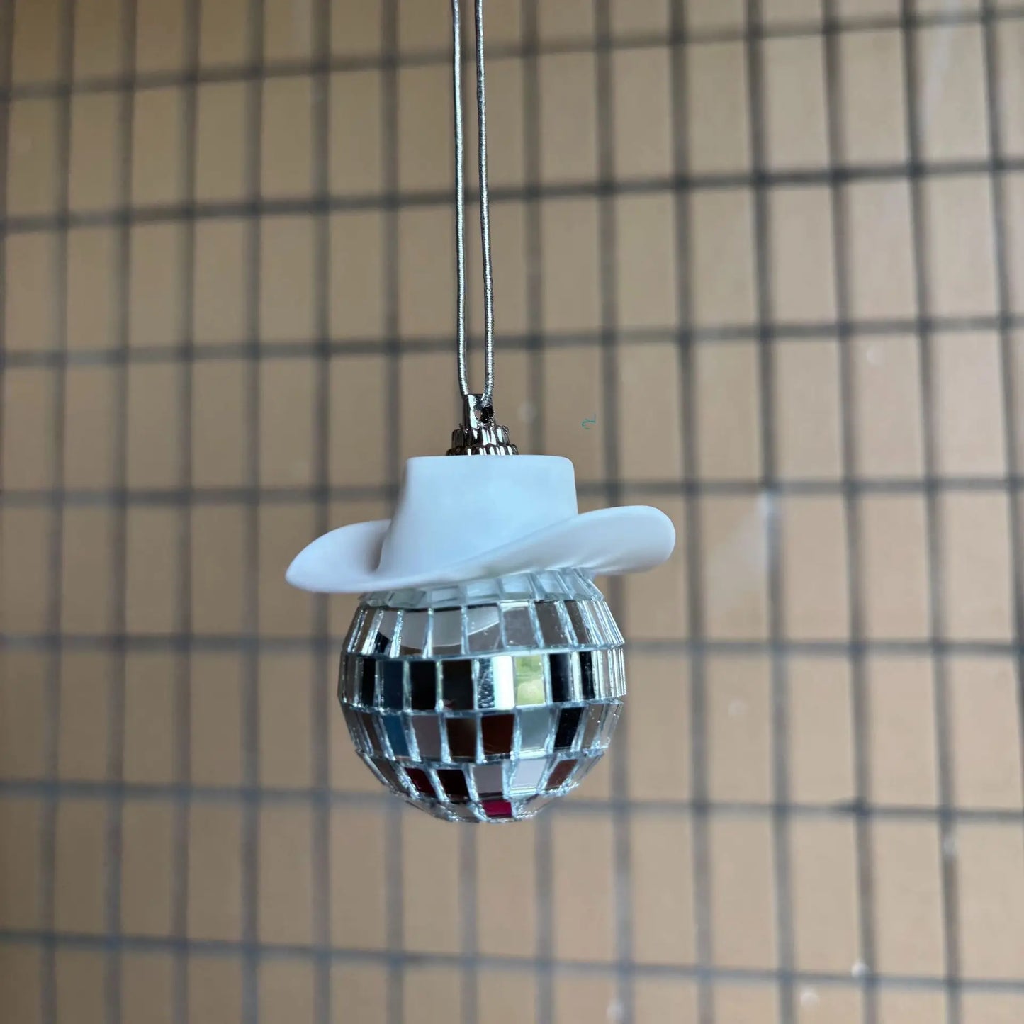 Pink Cowgirl CowBoy Hat Car Charm Rear View Mirror Hanging Disco Ball Bling Keychain Western Accessories Bag Decor Car Makeover