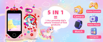 Kids Smart Phone for Girls Boys Kids Cell Phone Toys Dual Camera Music Player 17 Games Toddler Learning Phone Birthday Gifts