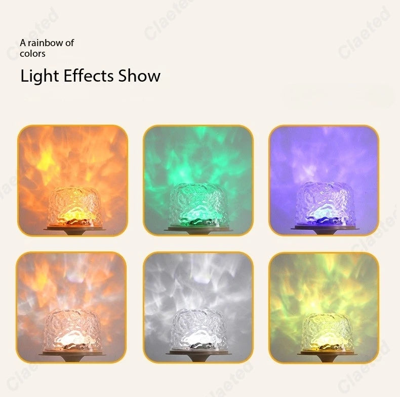 LED High Footed Water Ripple Atmosphere Desk Lamp Romantic Couple Gift Indoor Bedroom Projection Night Light