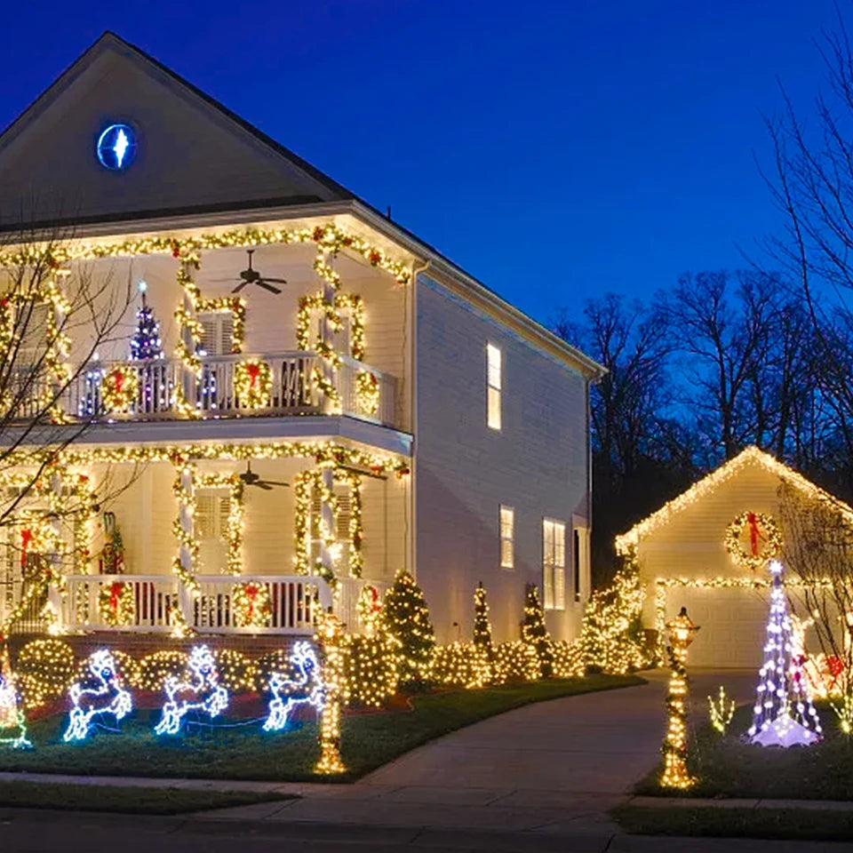 Energy Saving LED Outdoor Garden String Lights 10M 20M 30M 50M 100M Solar/EU/US Plug Charging LED Christmas Lawn Luminous Lamp