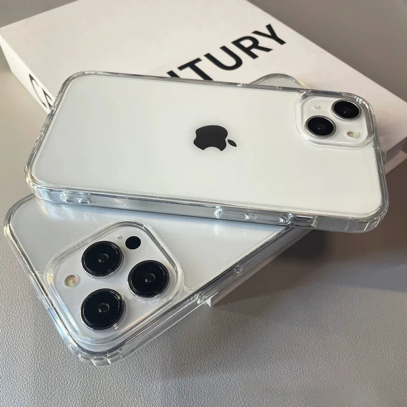 Luxury Transparent Soft Acrylic Phone Case For iPhone 16 15 14 13 12 11 Pro Max XS X XR 7 8Plus Mini Shockproof Protective Cover