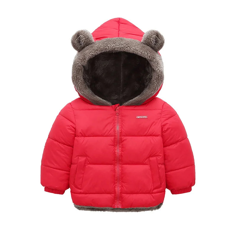 -30℃ Winter Lamb Wool Jackets Baby Girls Plus Velvet Thick Coats Children Hooded Cold Weather Outwear Boys Cotton Clothes 1-6Y