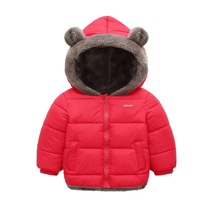 -30℃ Winter Lamb Wool Jackets Baby Girls Plus Velvet Thick Coats Children Hooded Cold Weather Outwear Boys Cotton Clothes 1-6Y
