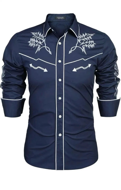 Chemise en denim western pour homme, confortable et douce, à manches longues, idéale pour le quotidien, avec boutons tendance