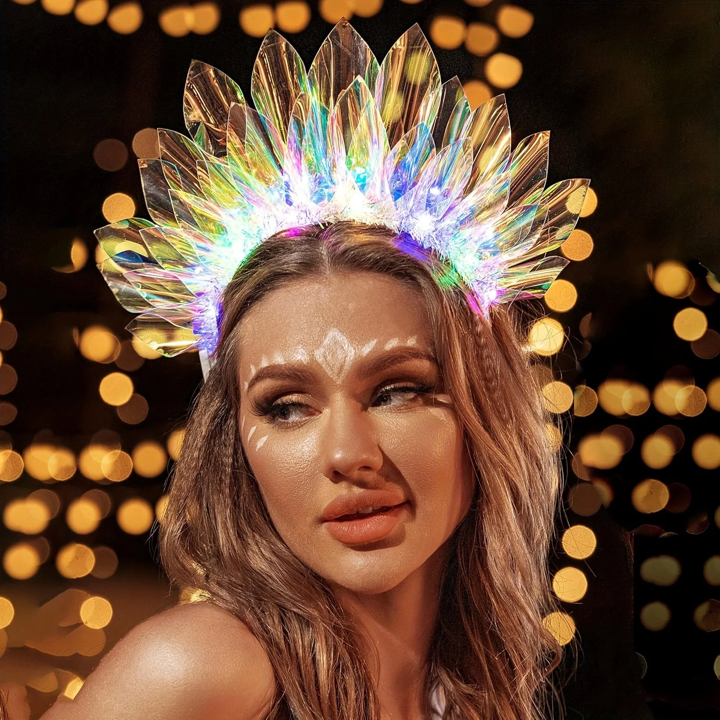 Bandeau de film lumineux créatif accessoires de décoration d'ambiance de fête d'Halloween de Noël bandeau bandeau à paillettes coloré créatif