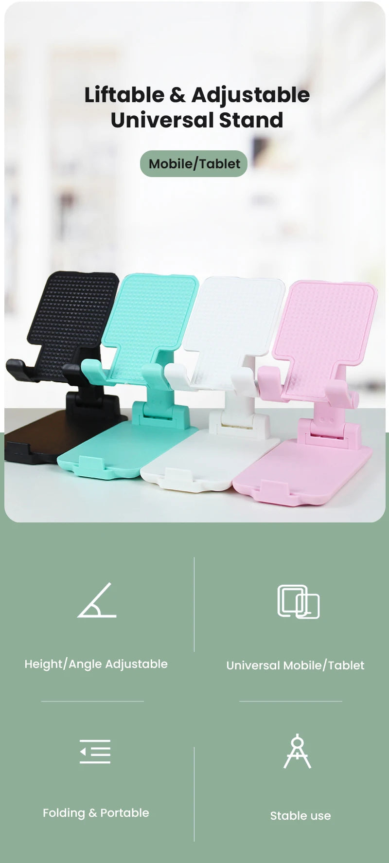 Desktop Phone Holder Stand Mobile Phone Support Adjustable Angle Height Cell Phone Stand Universal for All Smart Phones