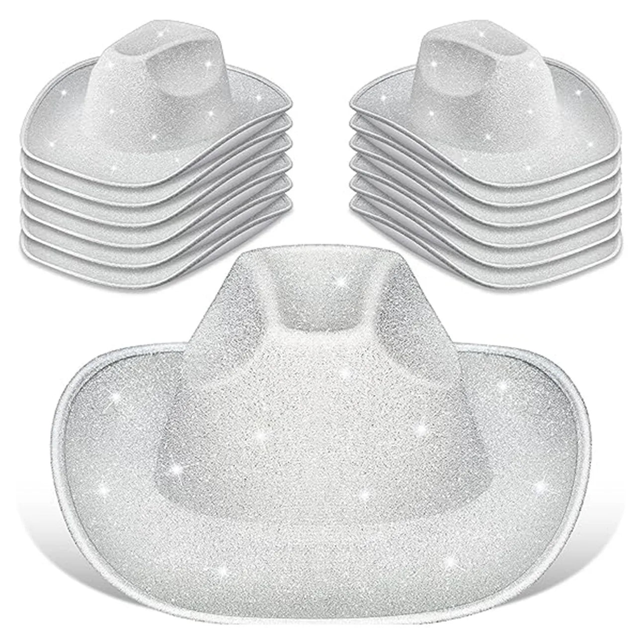 Chapeau de cowboy composite EVA rose en denim doré pour fête d'Halloween Chapeau de cowboy à paillettes d'Halloween