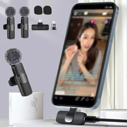 Wireless Lapel Microphone Suitable for Android and Iphone, Lapel Microphone Plug-And-Play Wireless Microphone with Noise Reduction, Mini Microphone for Video Recording, Interviews, Podcasts, Vlog, Youtube, Tiktok