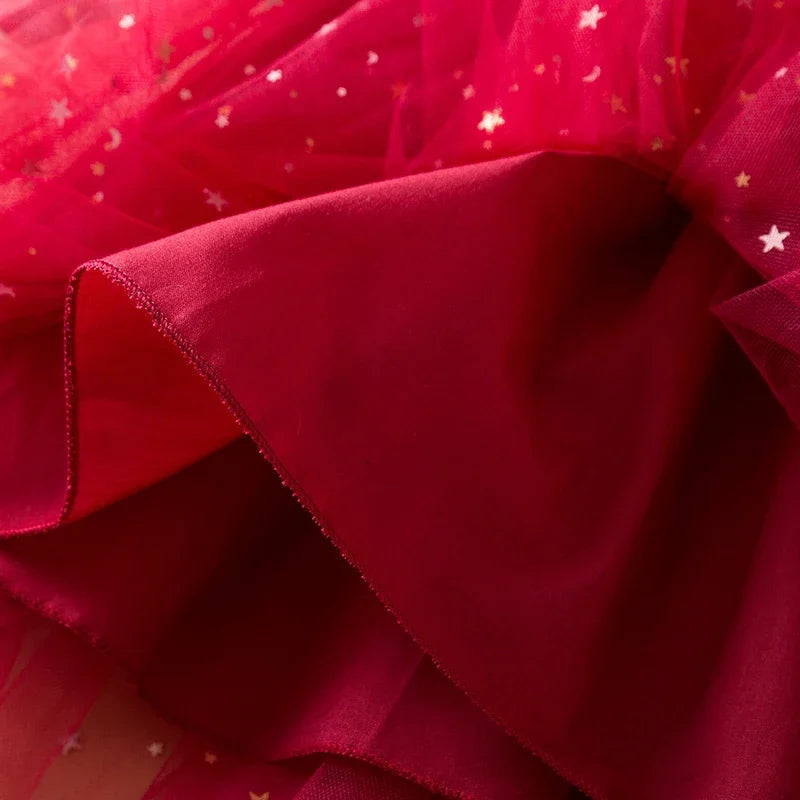 Green Christmas Dress for Kids Girls Autumn Long Sleeves Princess Dresses Children Winter Birthday Party New Year Costume 3-8Yrs