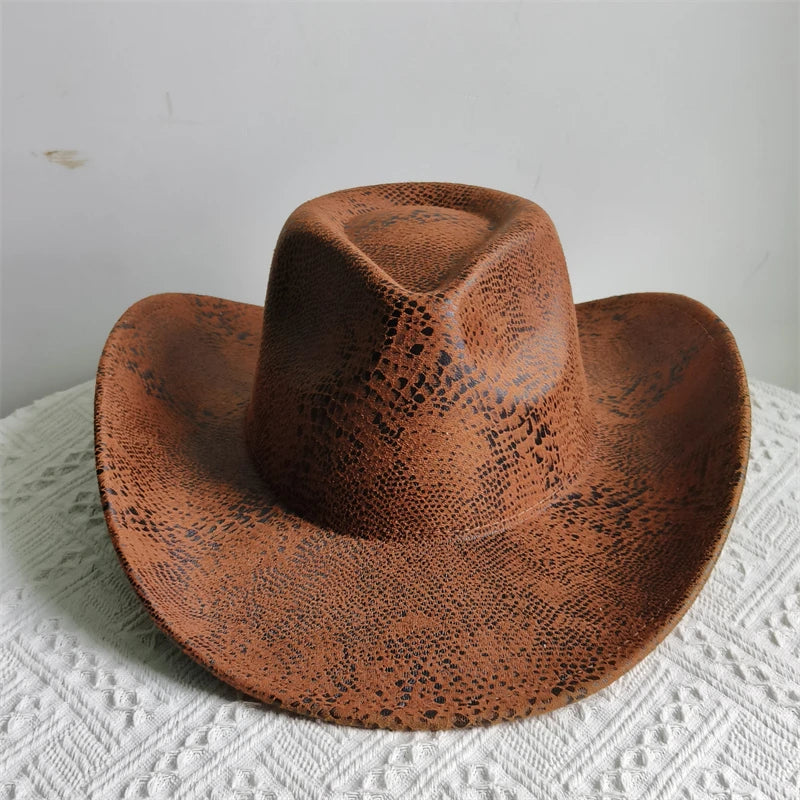 Faux Leather Western Cowboy Hats Men Women retro cowboy hats big brim cowgirl hat knight hat men chapeau ковбойская