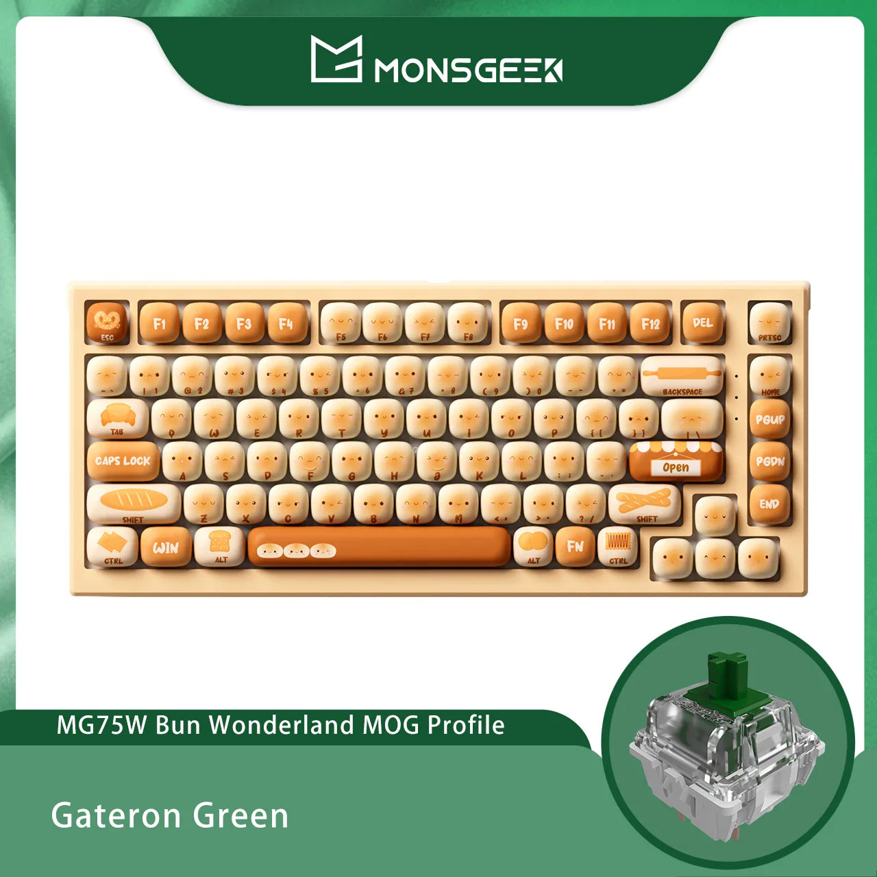 Akko MonsGeek MG75W Bun Wonderland Mechanical Keyboard 75% 83 Keys Hot Swap USB Type-C/2.4G Wireless Dual-mode Gaming Keyboard