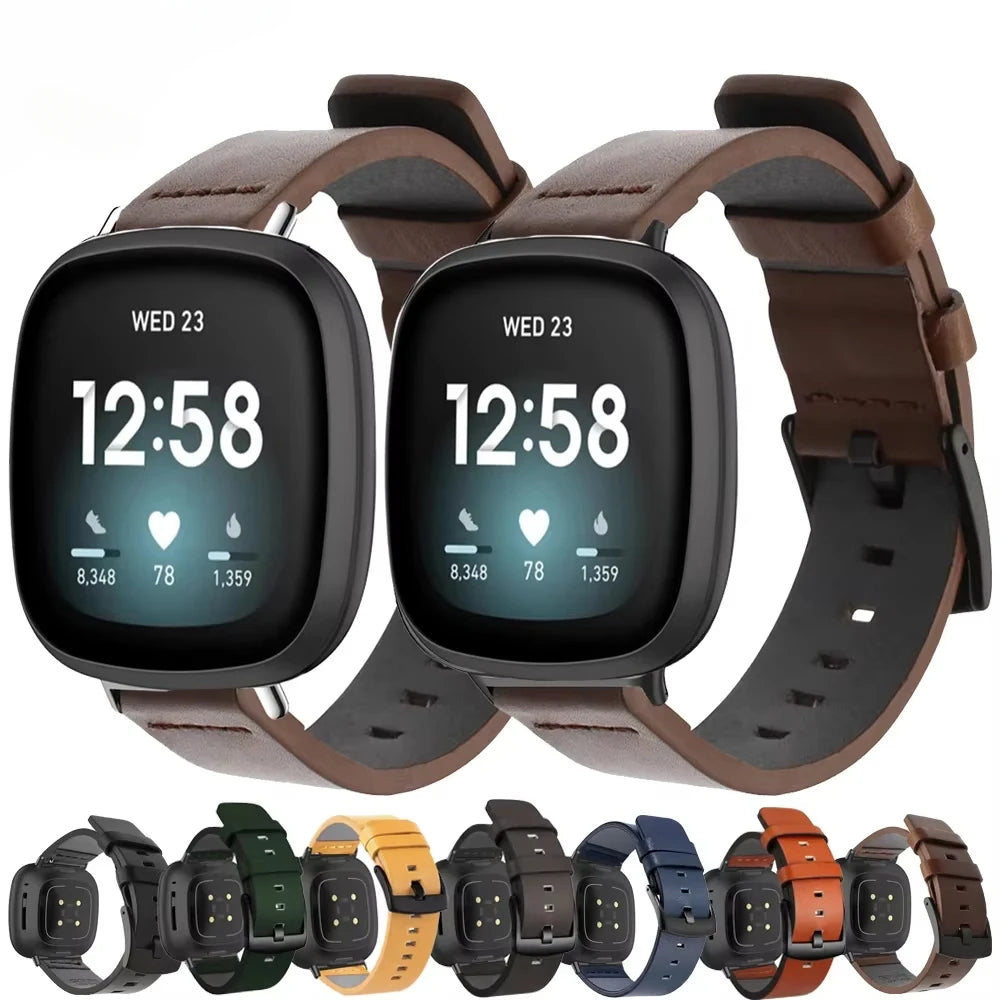 Strap For Fitbit Versa 2 Lite Leather Band SmartWatch Bracelet For Fitbit Versa3 4 Sense Correa Watchband Pin Buckle Accessories