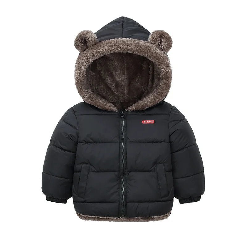 -30℃ Winter Lamb Wool Jackets Baby Girls Plus Velvet Thick Coats Children Hooded Cold Weather Outwear Boys Cotton Clothes 1-6Y