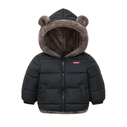 -30℃ Winter Lamb Wool Jackets Baby Girls Plus Velvet Thick Coats Children Hooded Cold Weather Outwear Boys Cotton Clothes 1-6Y