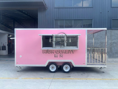 Pink Trailer for Sale New Food Truck Mobile Fast Food Cart Outdoor Kitchen Ice Cream Pizza Trailer Usa Standard
