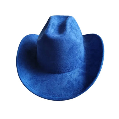 Classic Suede Leather 7.5CM Western Cowboy Women's Fedora Hat Men's Church Jazz Hat Fashion Travel Party Hat Denim Hat 2025