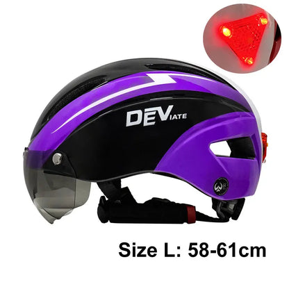 Casque de vélo avec lumière LED pour hommes et femmes, casque de vélo à lentille magnétique, route, montagne, équitation, sports de vélo, planche à roulettes, scooter