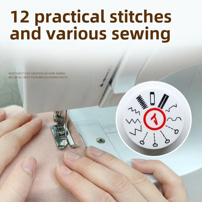 Sewing Machine, 12 Stitches Domestic Sewing Machine, Presser Foot, Overlock Machines, Electric Portable Pedal, Clothes Stitch