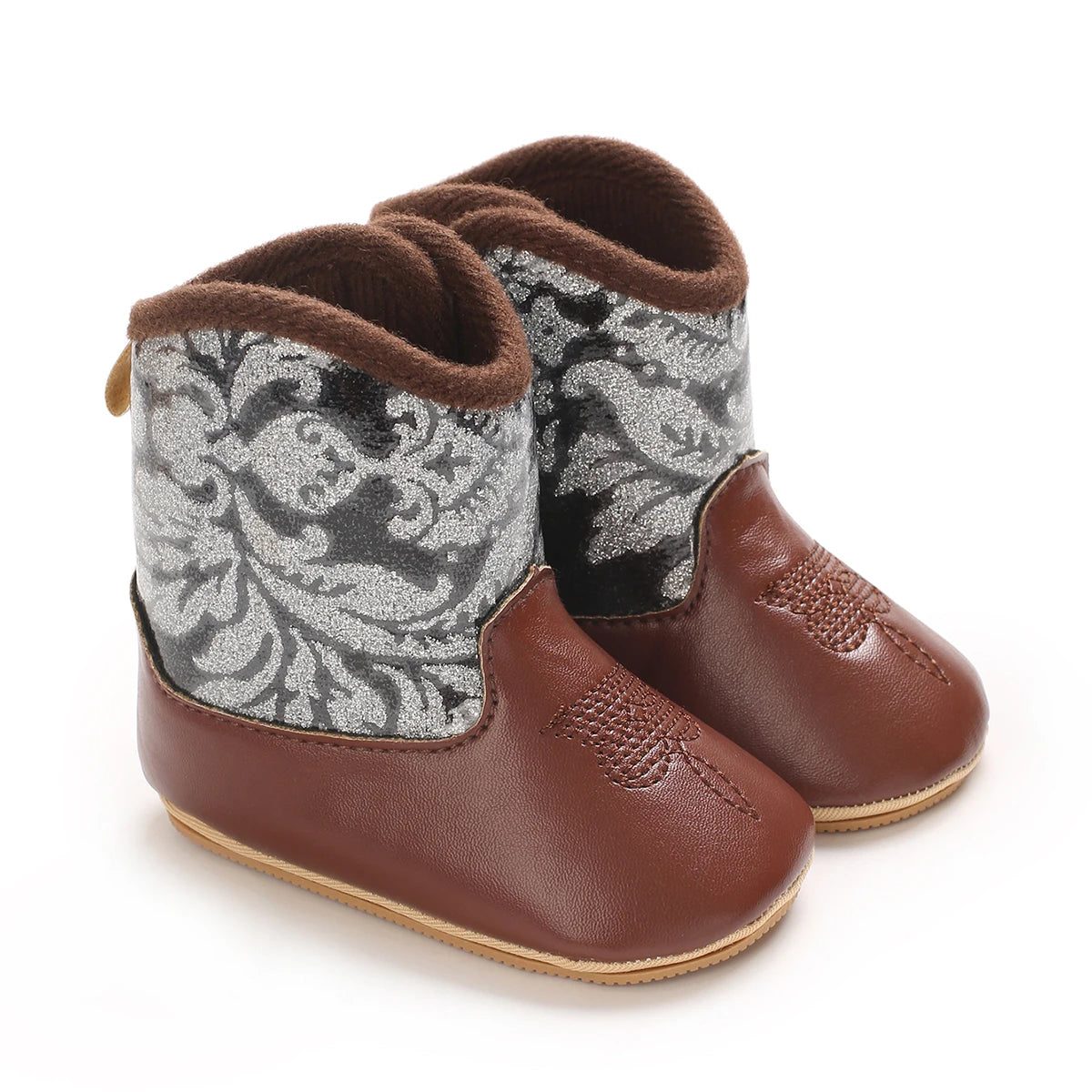 "Baby Cowboy Boots 0-18M - Autumn Western Style | Embroidered Mid-Calf Design | Fashion First Walkers"
