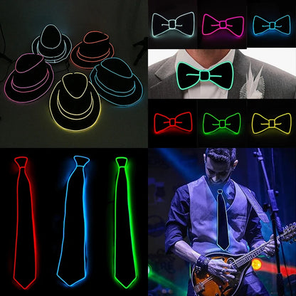 Newest LED Luminous Bow Tie For Man Christmas Wedding Light Bow Tie Festival Party Supplies Fluorescent Party Props