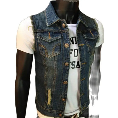 Hot Sale Jeans Vests Denim Vest Fleece Vest Mens Gilet Tactical Vests Hot Sale Gilet Biker Homme Sleeveless Jacket Male Tank