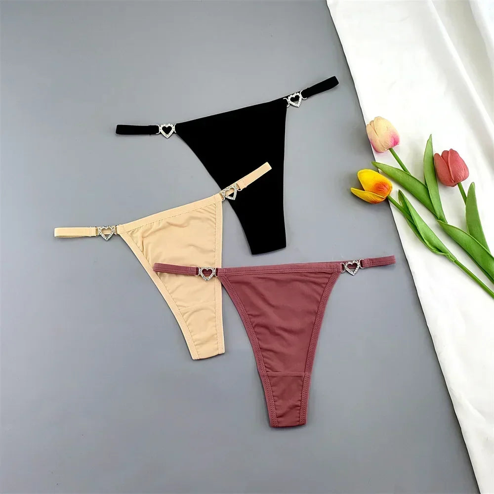 3PCS Rhinestone Strap G-String