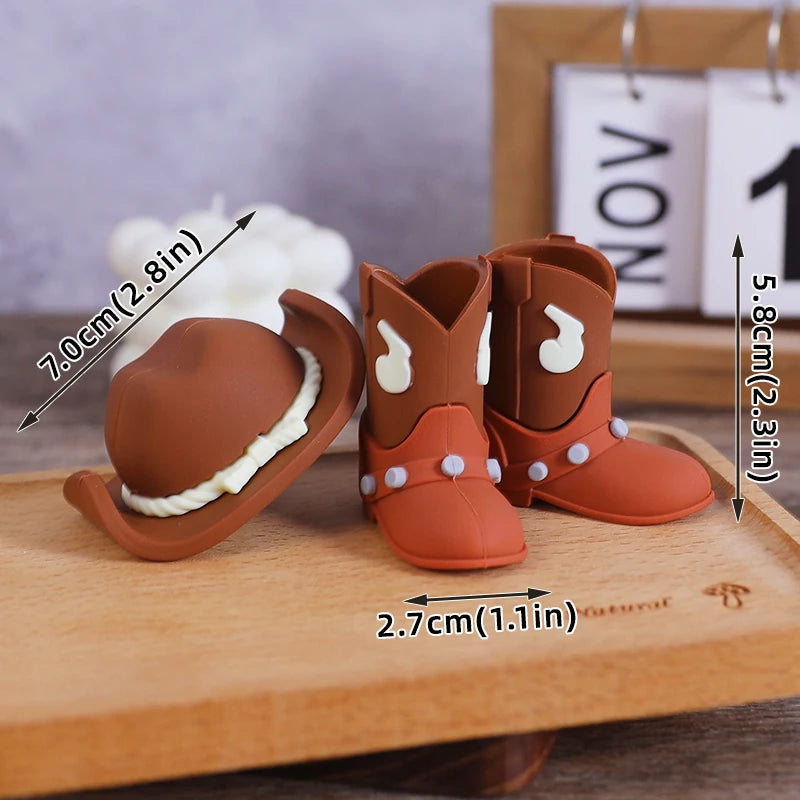 Cowboy Cake Topper Cowboy Hat and Boot Balls Cake Decorations Western Cowboy Birthday Baby Shower Party Decorations (Brown)